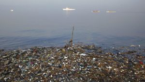 Garbage island in the ocean
