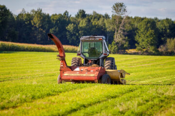 red agricultural tractor